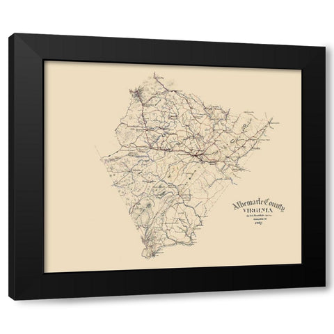 Albemarle County Virginia - Hotchkiss 1867 Black Modern Wood Framed Art Print by Hotchkiss