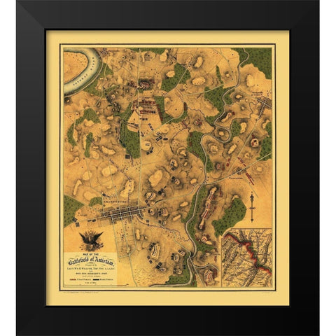 Antietam Battlefield Pennsylvania - Willcox 1862 Black Modern Wood Framed Art Print by Willcox