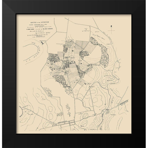 Antietam Battle September 16 to 17 - Houston 1862 Black Modern Wood Framed Art Print by Houston