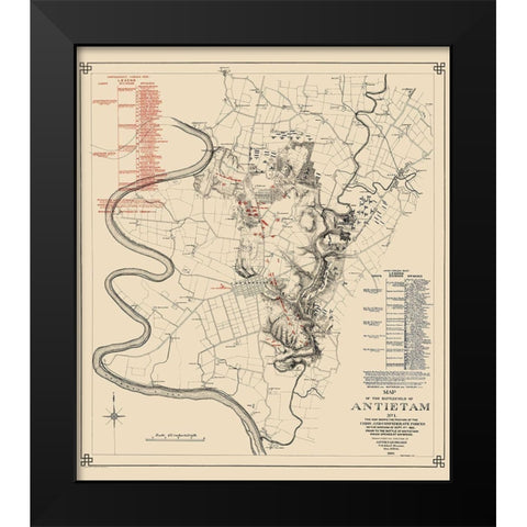 Antietam No. 1  Battlefield - Stearns 1862 Black Modern Wood Framed Art Print by Stearns