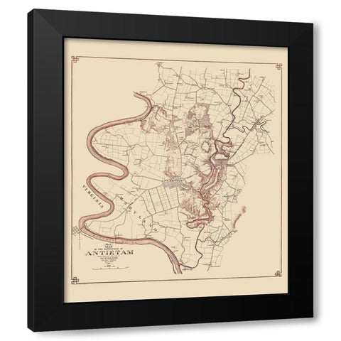Antietam No. 2 Battlefield - Stearns 1894 Black Modern Wood Framed Art Print by Stearns