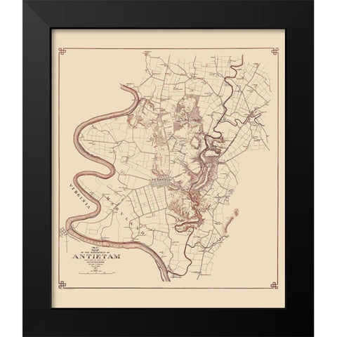 Antietam No. 2 Battlefield - Stearns 1894 Black Modern Wood Framed Art Print by Stearns