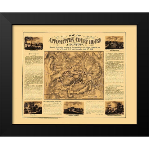 Appomattox Court House Vicinity Virginia Black Modern Wood Framed Art Print by Henderson