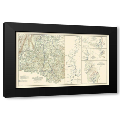 Atlanta Campaign Georgia Civil War - Bien 1864 Black Modern Wood Framed Art Print with Double Matting by Bien