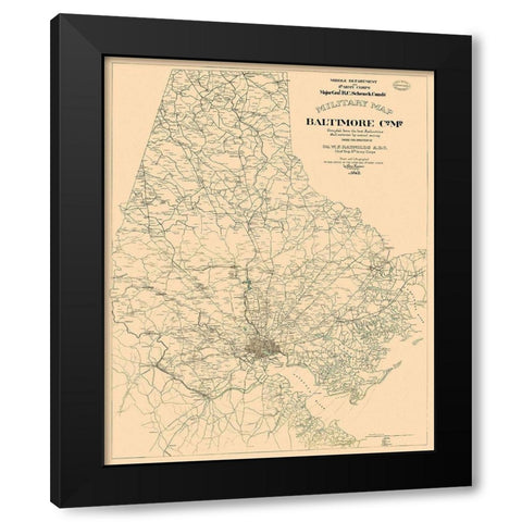 Baltimore County - Kaiser 1863 Black Modern Wood Framed Art Print with Double Matting by Kaiser