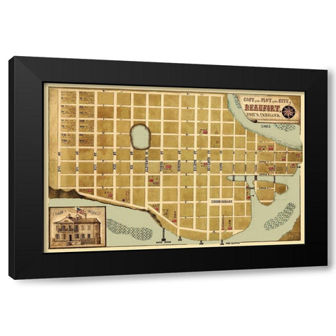 Beaufort South Carolina - Schelten 1861 Black Modern Wood Framed Art Print by Schelten