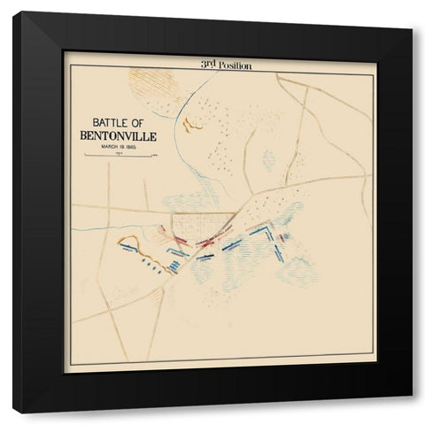 Bentonville Battle 3rd Position North Carolina Black Modern Wood Framed Art Print by Unknown