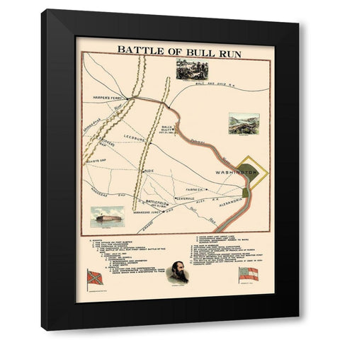 Bull Run Battle Virginia - 1861 Black Modern Wood Framed Art Print by Unknown