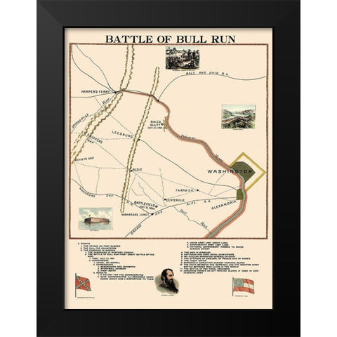 Bull Run Battle Virginia - 1861 Black Modern Wood Framed Art Print by Unknown