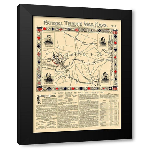 Bull Run First Battle Virginia - 1895 Black Modern Wood Framed Art Print by Unknown