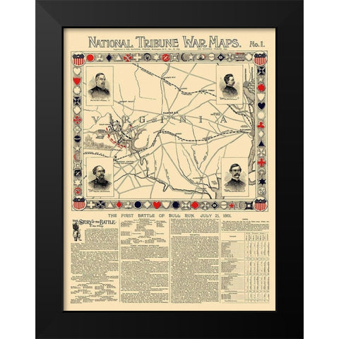 Bull Run First Battle Virginia - 1895 Black Modern Wood Framed Art Print by Unknown
