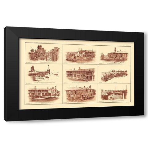 Forts of South Carolina - Bien 1895 Black Modern Wood Framed Art Print by Bien