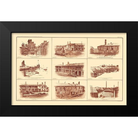 Forts of South Carolina - Bien 1895 Black Modern Wood Framed Art Print by Bien