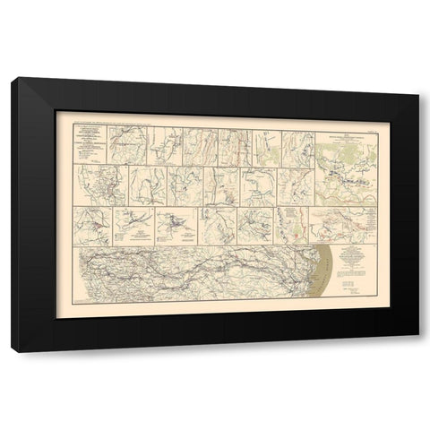 Campaign Chattanooga to Atlanta to Savannah Black Modern Wood Framed Art Print by Bien