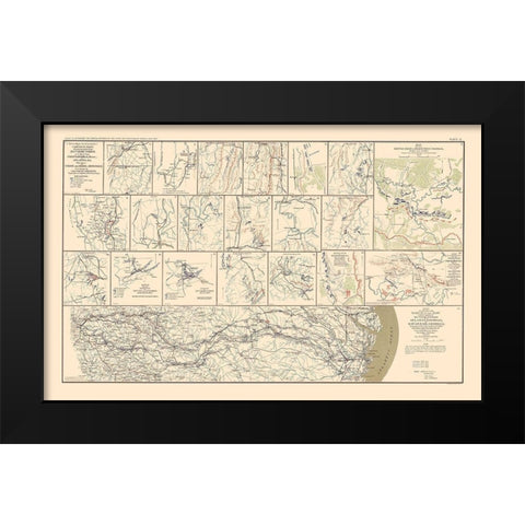 Campaign Chattanooga to Atlanta to Savannah Black Modern Wood Framed Art Print by Bien