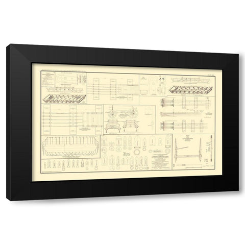 Pontoon Boats Bridges Chess Wagons - Bien 1895 Black Modern Wood Framed Art Print by Bien