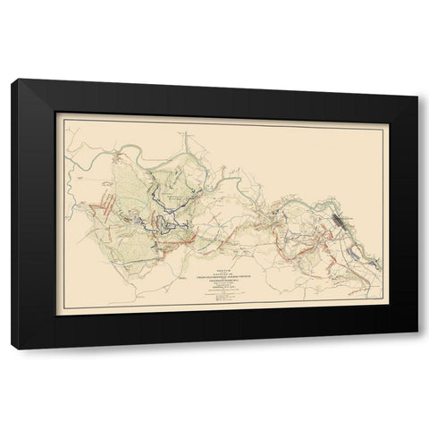 Battles Chancellorsville Salem Fredericksburg Black Modern Wood Framed Art Print by Hotchkiss