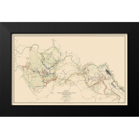 Battles Chancellorsville Salem Fredericksburg Black Modern Wood Framed Art Print by Hotchkiss