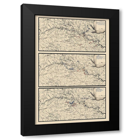 Battle of Chancellorsville Virginia  - 1863 Black Modern Wood Framed Art Print with Double Matting by Unknown