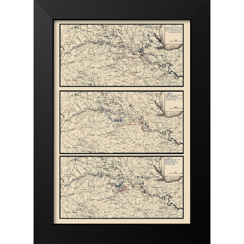 Battle of Chancellorsville Virginia  - 1863 Black Modern Wood Framed Art Print by Unknown