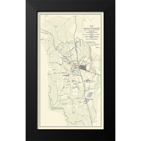Battle of Corinth Mississippi - Rosecrans 1862 Black Modern Wood Framed Art Print by Rosecrans