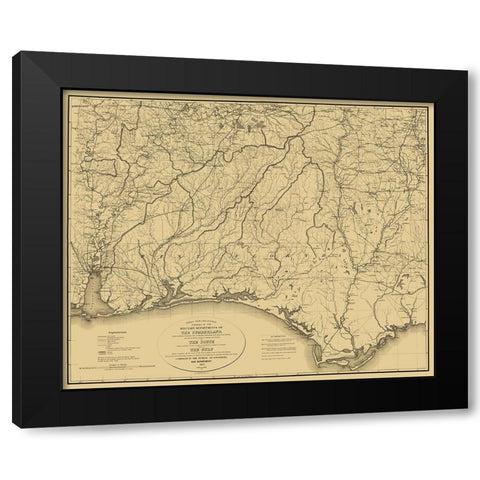 Cumberland of South and Gulf - Callahan 1863 Black Modern Wood Framed Art Print by Callahan