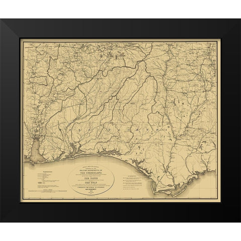 Cumberland of South and Gulf - Callahan 1863 Black Modern Wood Framed Art Print by Callahan