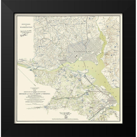 Washington DC Defenses - Bache 1861 Black Modern Wood Framed Art Print by Bache