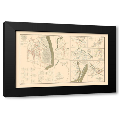 Defenses In Civil War - Bien  1895 Black Modern Wood Framed Art Print with Double Matting by Bien