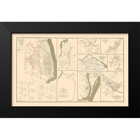 Defenses In Civil War - Bien  1895 Black Modern Wood Framed Art Print by Bien