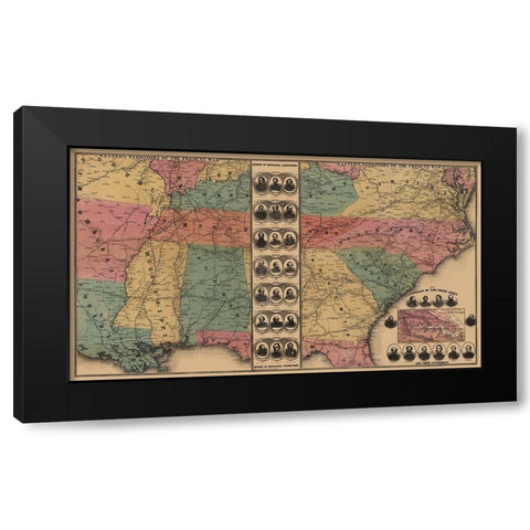 Eastern Western Territory of Present War Black Modern Wood Framed Art Print with Double Matting by Unknown