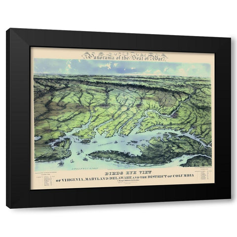 War of Maryland Virginia Delaware Washington DC Black Modern Wood Framed Art Print by Bachmann