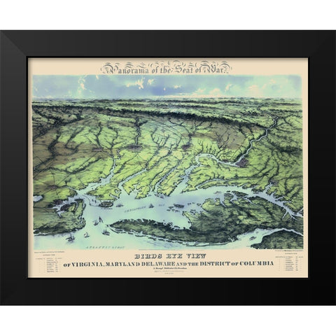 War of Maryland Virginia Delaware Washington DC Black Modern Wood Framed Art Print by Bachmann