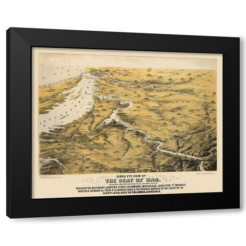 War of Maryland Virginia Washington DC - 1860 Black Modern Wood Framed Art Print with Double Matting by Unknown
