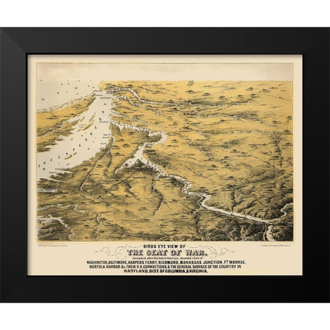 War of Maryland Virginia Washington DC - 1860 Black Modern Wood Framed Art Print by Unknown