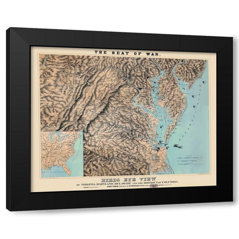 War of Virginia Maryland Delaware Washington DC Black Modern Wood Framed Art Print with Double Matting by Schaus