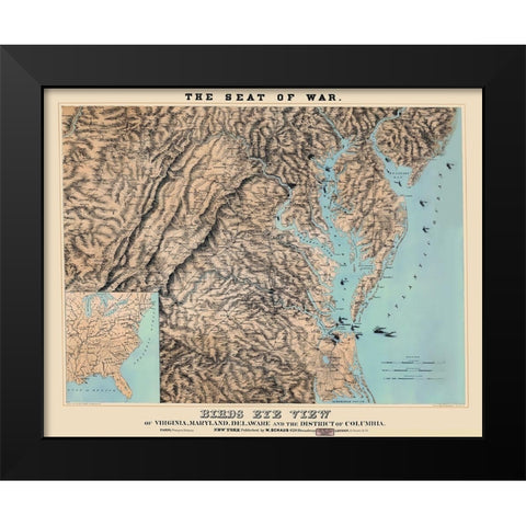 War of Virginia Maryland Delaware Washington DC Black Modern Wood Framed Art Print by Schaus