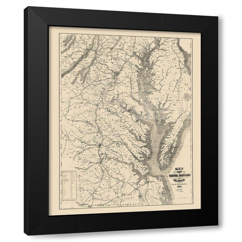 Virginia Maryland Delaware - Blunt 1861 Black Modern Wood Framed Art Print by Blunt