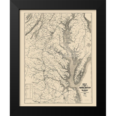 Virginia Maryland Delaware - Blunt 1861 Black Modern Wood Framed Art Print by Blunt