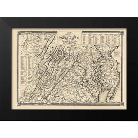 Guide Delaware Maryland Pennsylvania Virginia Black Modern Wood Framed Art Print by Lucas