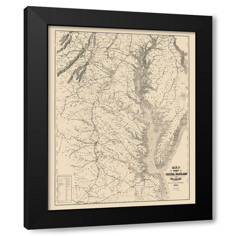 Virginia Maryland Delaware - Blunt 1861 Black Modern Wood Framed Art Print by Blunt