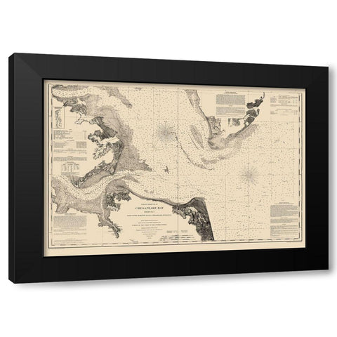 Chesapeake Bay Entrance - Bache 1863 Black Modern Wood Framed Art Print by Bache