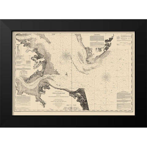 Chesapeake Bay Entrance - Bache 1863 Black Modern Wood Framed Art Print by Bache