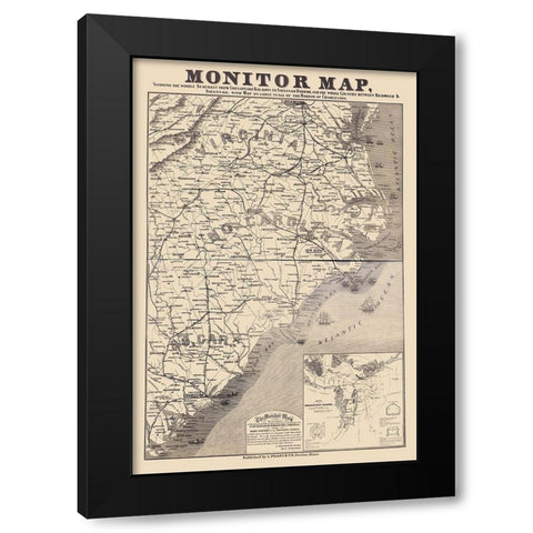 Coast of Carolinas Virginia - Prang 1863 Black Modern Wood Framed Art Print by Prang