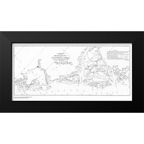South Carolina Georgia Coast - USCS 1861 Black Modern Wood Framed Art Print by USCS