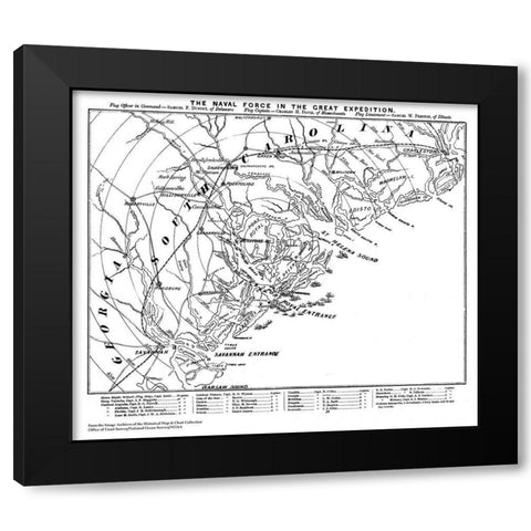 Naval Force Great Expedition Carolina Georgia Black Modern Wood Framed Art Print with Double Matting by Unknown