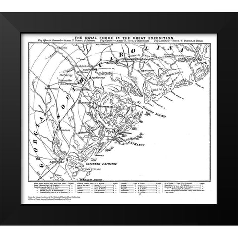 Naval Force Great Expedition Carolina Georgia Black Modern Wood Framed Art Print by Unknown