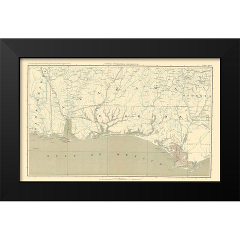 Upper Florida Peninsula Atlas - Bien 1895 Black Modern Wood Framed Art Print by Bien