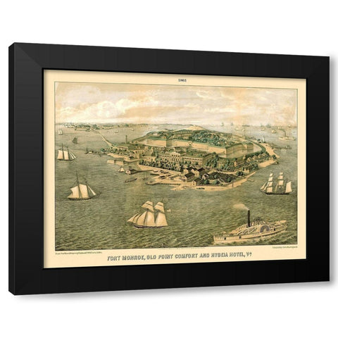 Fort Monroe Old Point Comfort Hygeia Virginia Black Modern Wood Framed Art Print by Sachse