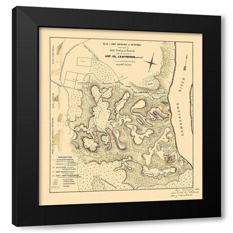 Fort Donelson Outworks Tennessee - McPherson 1876 Black Modern Wood Framed Art Print with Double Matting by McPherson